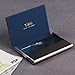 Blue leather business card holder business men Black Stainl?ess Steel Y&G leather card case with gift box CC1006 Blue