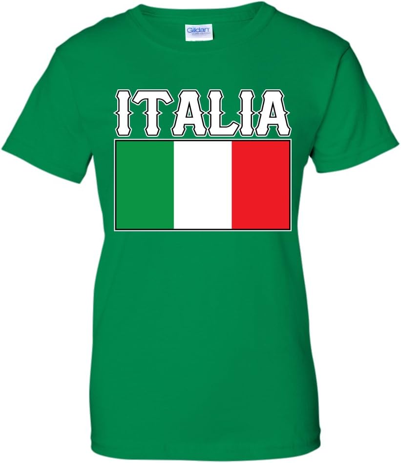 Italia Bold Lettering Flag -Italian Italy National Pride WOMENS T-Shirt (Medium Kelly)