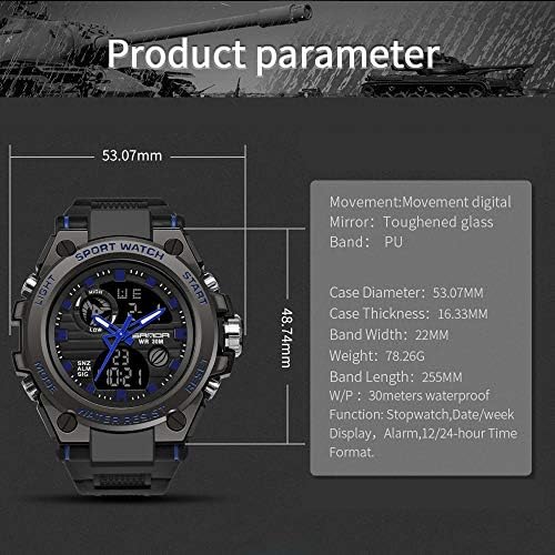 Digital waterproof watch with a black band displaying the time and date, priced at $21.99.