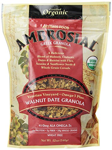 Ambrosial Granola Organic Venetian Vineyard Omega-3 Plus, 12-Ounce Pouch (Pack of 6)