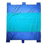 Quick Dry 9 X 7 Ft Extra Large Size Parachute Nylon Beach Blanket with Build In Sand Pockets & Valuables Pocket - Easy to Carry Light Weight - Compact Outdoor Family Picnic & Camping Blanket by Bezzee