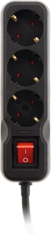 Regleta 3V con Interruptor 1,4M -3G1,5-HO5VV-F Negro Zenitech