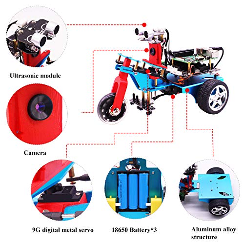 Yahboom WiFi Smart Robot Car Learning Kit for Raspberry Pi 3B+ Programming Robotics Vehicle Kit Camera Video Wireless Electronic Toys with Detail Manualï¼ˆRaspberry Pi not Includeï¼‰