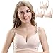 COOSHCO Women's Sleeping Nursing Maternity Bra Push up Wirefree Breastfeeding Bra 3-Pack Beige M