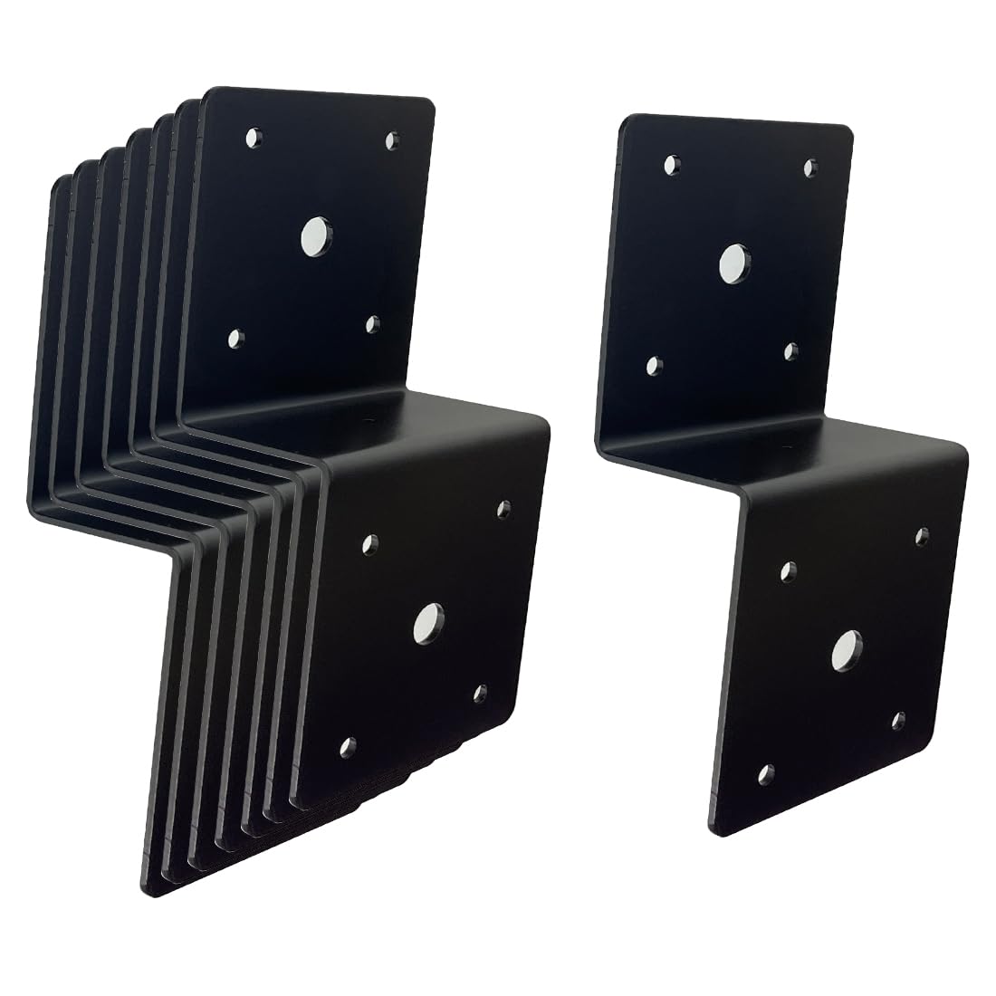 Photo 1 of 8 Pcs 2" Post to Beam Z Tie Plate Metal Bracket,Deck Joist Hanger Hurricane Ties Plate Fit 2x4 Cross Joist and 4x4 Post Trusses Wood Timber Connectors Table top Fasteners ,Thickness 2 mm,Black