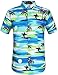 Hawaiian Shirt for Men, Flamingo Shirt, Tropical Shirts for Men Summer Short Sleeve Button Down (Large, Blue)