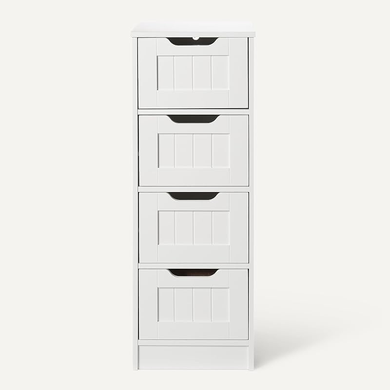 Badezimmerschrank mit 4 Schubladen, MDF Waschbeckenunterschrank, Weiß, 30 x 30 x 82 cm — Foto 4 von 5