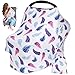 Nursing Cover, Car Seat Canopy for Babies, Infant Breastfeeding Scarf - High Chair, Stroller, Baby Carrier Cover for Girls, Soft, Stretchy, Shower Gifts, Step 1 Kids (Pink, Blue Feathers)