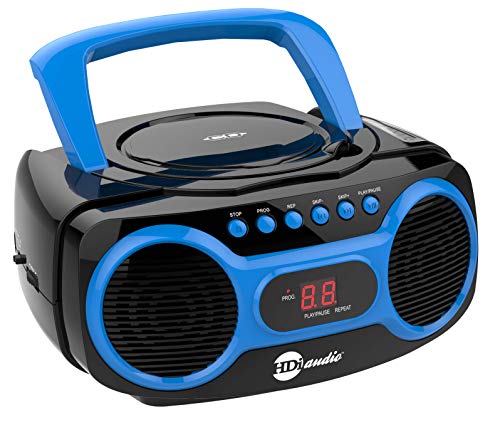 HDi Audio CD Boombox CD-518 Blue Sport Stereo Portable CD Player with AM/FM Radio and Aux Line-in Boombox Black/Blue