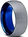 Charming Jewelers Tungsten Wedding Band Ring 8mm for Men Women Comfort Fit Blue Round Domed Brushed