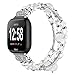 Simpeak Band Compatible with Fitbit Versa/Versa 2 / Versa Lite/Versa SE Smartwatch, Bracelet Elastic Beaded Pearl Band Replacement for Fitbit Versa,Women, White
