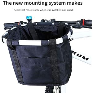 CamGo Bike Basket Multi-Purpose Bicycle Handlebar Bag with Hand Strap Detachable Bike Front Basket for Pet Carrier, Grocery Shopping, Briefcase Commuter, Outdoor Camping