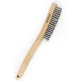 MAXMAN Wire Brush, 14" Stainless Steel Bristle, Heavy Duty Rust Remover | Long Beech Handle, Large Size, Wire Brushes for Cleaning Rust, Grill Brush, Stiff Bristle Metal Brush, for Rust/Grill/Welding