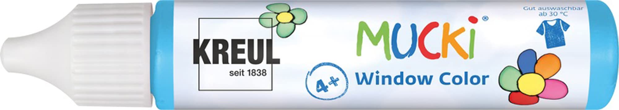 Kreul Mucki 24410 Window Colour Light Blue 29 ml Pen Water Based Window Paint Paraben Gluten Lactose Free Vegan Easy to Use Washable