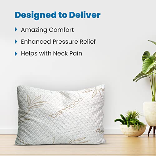 Sleepsia Bamboo Pillow (Queen Size 28"x20") Soft Shredded Memory