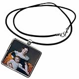 3dRose BLN Paintings of Children Fine Art Collection - Portrait of Vicomtesse Vilain XIV and Daughter by Jacques Louis David - Necklace With Rectangle Pendant (ncl_169636_1)