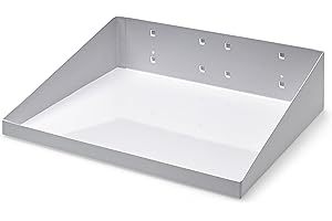 Triton Products (56120-WHT) 12 In. W x 10 In. D White Epoxy Powder Coated LocBoard Steel Shelf with 6 Holes for Garment Hangers