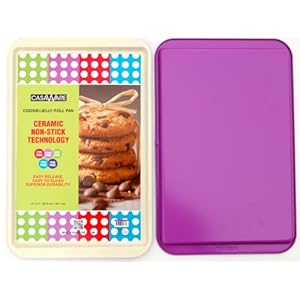 casaWare Ceramic Coated NonStick Cookie/Jelly Roll Pan (11 X 17-Inch, Cream/Purple)