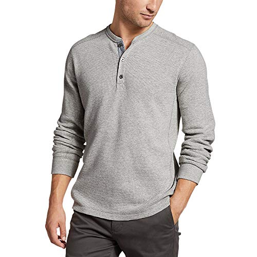 Eddie Bauer Men's Eddie's Favorite Thermal Henley Shirt, Lt HTR Gray Tall L