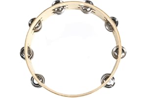 BELLYANGEL Lightweiht Thicken Wood Handheld Tambourine - Double Row 8 Pairs Jingles, Hand Tambourine Hand Tambourine (25cm(9.8 in))