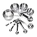 Premium Stainless Steel Measuring Cups and Spoons Set By Koppu - 10 Piece Stackable/Collapsible Measuring Kit - Engraved Measurement Handles - Suitable For Dry & Liquid Ingredients - 100% Non Toxic