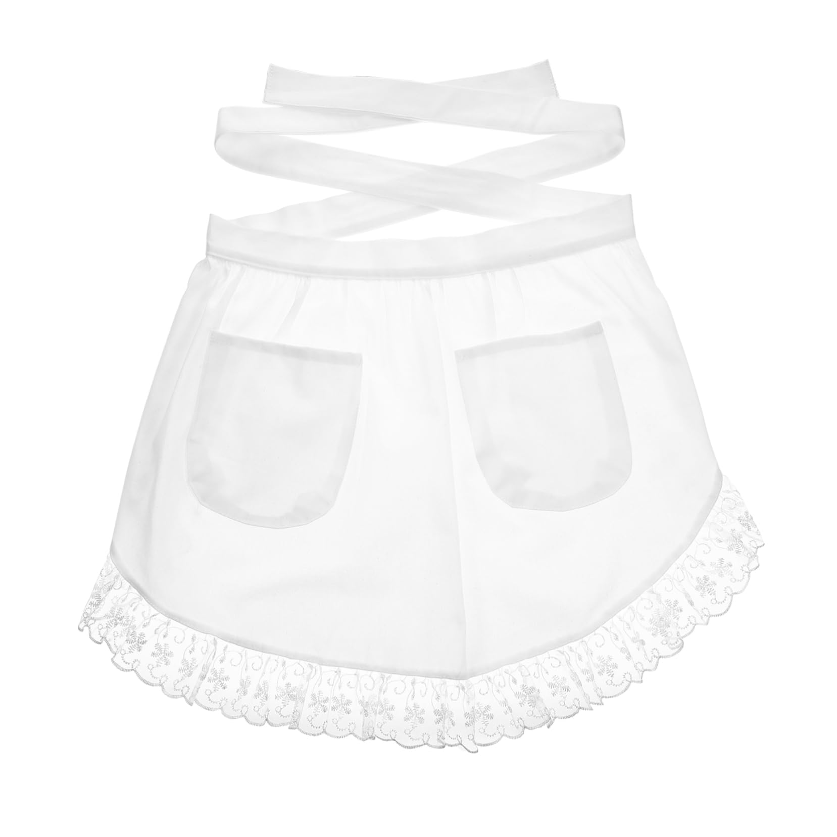 Pure Cotton Pocket Apron Pockets White Cotton Apron Serving Bib Fashion Waist Waist White Dress for Women Cooking Short Waitress