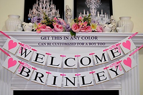 Amazon Com Welcome Baby Banner Baby Girl Shower Decor Hot Pink