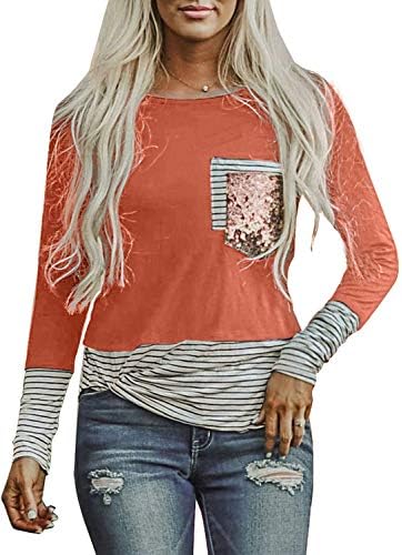 Diukia Women's Fashion Printed Color Block Long Sleeve Tops Patch Pocket Tunic Shirt S-2XL 1 Diukia Women's Fashion Printed Color Block Long Sleeve Tops Patch Pocket Tunic Shirt S-2XL