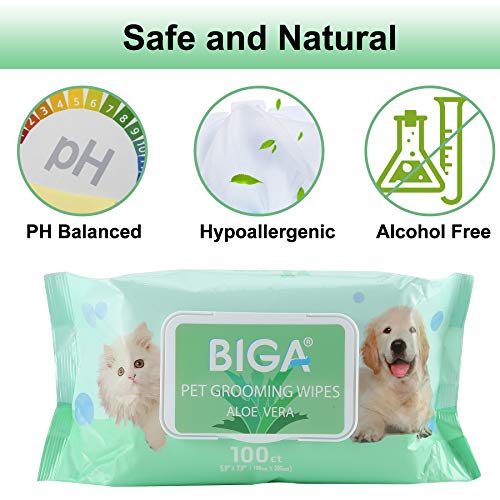 BIGA Deodorizing Hypoallergenic Pet Wipes with Fragrance Free Natural