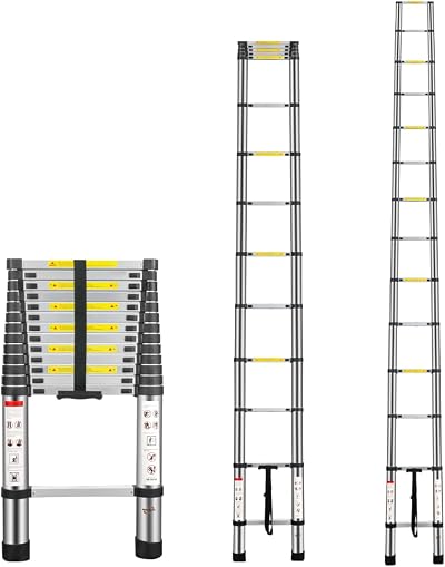 Multibao 13.5ft Telescopic Aluminium Ladder EN131 150kg 14 Rungs UK Stock