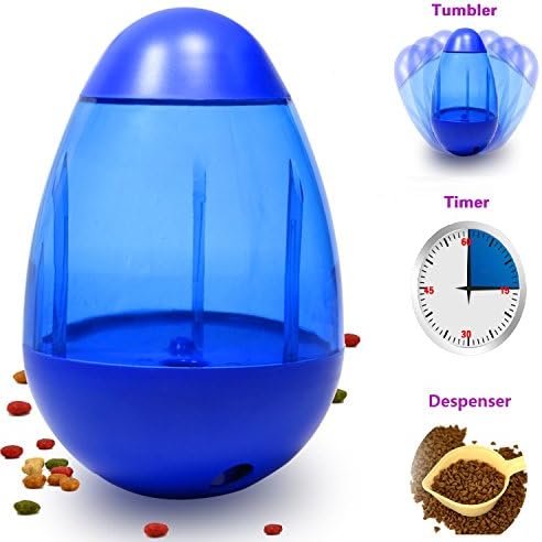 An Interactive Dog Toy with Treat Dispensing A Smart IQ Treat Ball with Timer Max Capacity of 1 liter DT2016 (Blue)