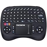 VicTsing LED Backlit Mini Wireless Keyboard with Touchpad Mouse Below and Gamepad Designed, 2.4GHz Handheld Remote Control keyboard with 800mA Rechargable Battery for Smart TV, PC, HTPC, X-BOX...
