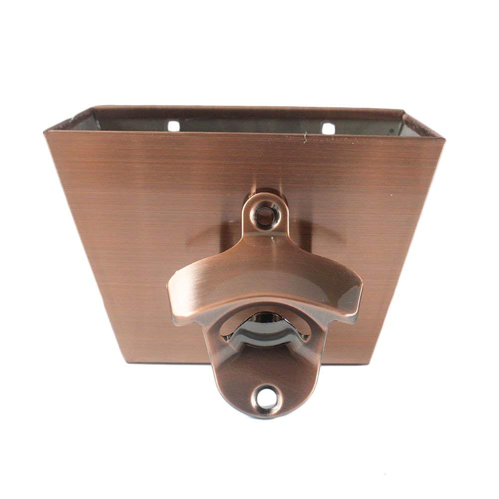 Photo 1 of Luwanburg Antique Beer Cap Opener Wall Mounted Bottle Opener with Cap Catcher Bucket Copper Screw in Wall