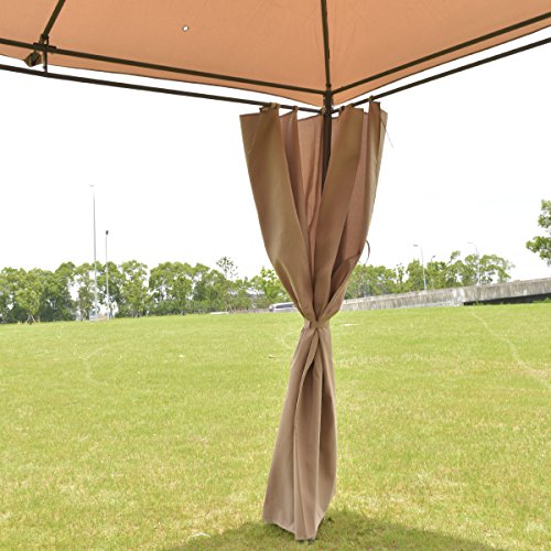 oldzon Outdoor 10'x13' Gazebo Canopy Tent Shelter Awning Steel Frame W/Walls Brown with Ebook
