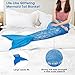 LANGRIA Mermaid Tail Blanket for Adults and Children Soft Warm All Season Snuggle Sleeping Life-Like Little Mermaid Glittering Flannel Throw Blanket for Bed Sofa Couch (60 x 25 inches, Blue)