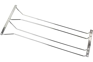 Abcsea 50cm Stainless Steel Wine Glass Holder Racks, Wine Glass Holders Hanging Under Shelf, 1 Piece (2 Rows)