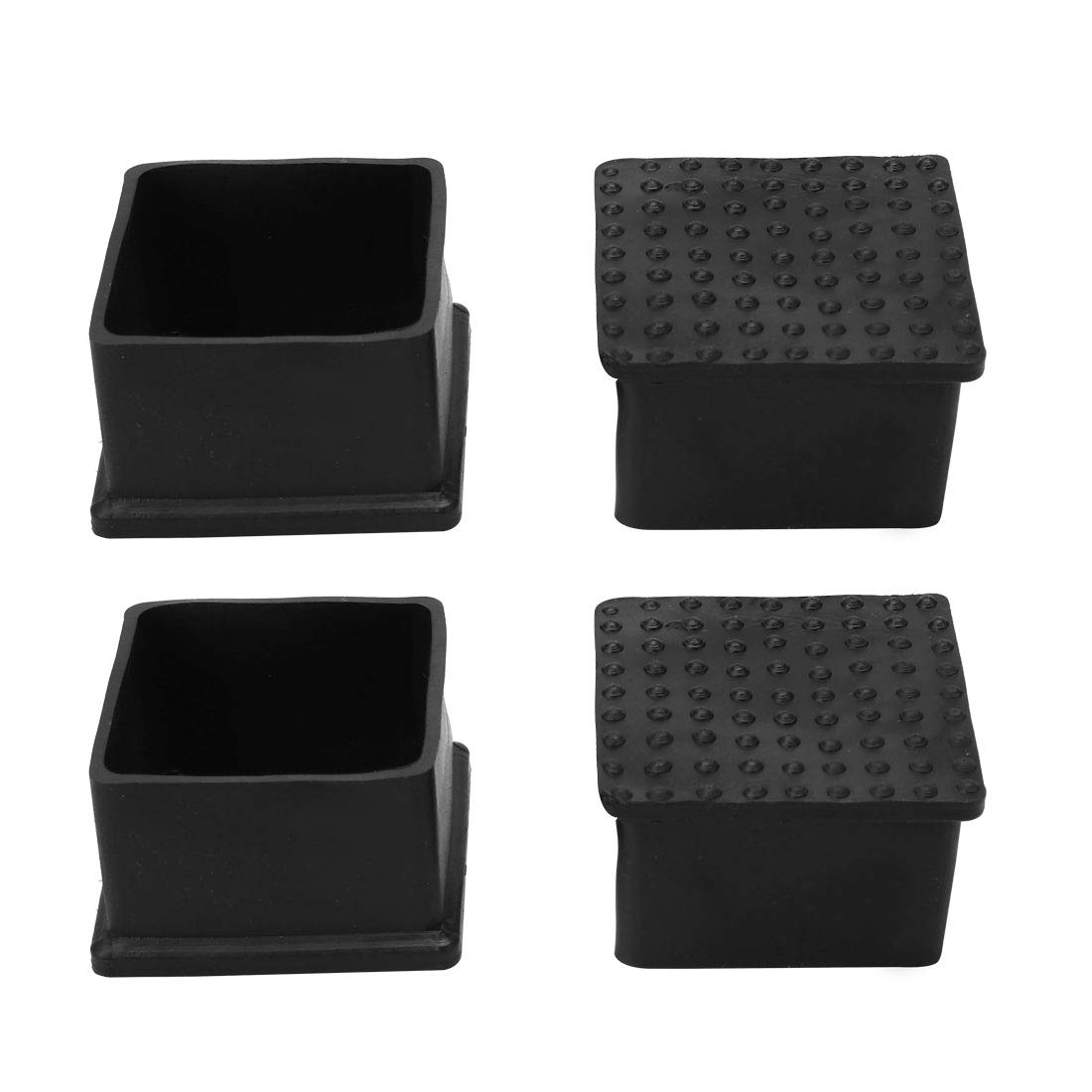 sourcing map PVC Table Leg Cap End Tip Feet Cover Furniture Glide Floor Protector 4pcs 1.85" x 1.85" (47x47mm) Inner Size, Reduce Noise Prevent Scratch Black