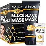 Blackhead Remover Mask,Bamboo Charcoal Peel Off Black Mask,Purifying and Deep Cleansing for All Skin Types with Snail Cream (2.5 fl.oz/ 75ml)