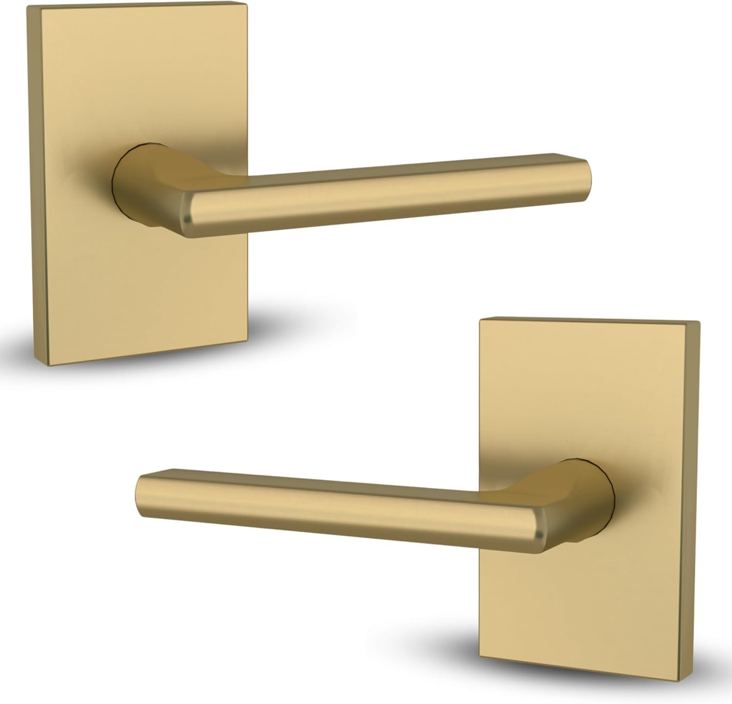 Photo 1 of Mega Handles Glamor Dummy Lever, Door Handle Set for Closet or French Doors, Single Side Door Levers, Non-Turning, Fits All Standard Door Sizes, Screws Included - Satin Brass (2 Pack)