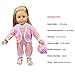 HappyBB 2 PCS Baby Doll Clothes Fits 16 inches American Girl Doll - Pink Printed Romper & Pink Stripes Romper with Hat