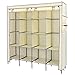 SONGMICS 67 Inch Wardrobe Armoire Closet Clothes Storage Rack 12 Shelves 4 Side Pockets, Quick and Easy to Assemble, Beige URYG44M