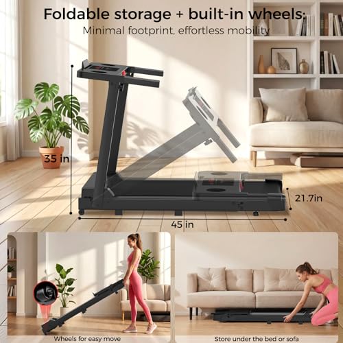 Walking Pad Treadmill, Foldable Small Treadmill for Home Office, 3.0 HP Brushless Motor with LED Display, 300 LBS Capacity, Quiet Capacity Compact Quiet Desk Treadmill