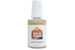 Oslo Home Touch Up Paint, 20ml Light Grey Matte, Made in USA, w/brush in bottle, quick drying, self-priming, for rental and home repairs, walls, trim, kitchen cabinets, furniture, and more