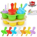 Popsicle Molds Set, 14 Cavities Baby Food Freezer Trays Reusable Ice Cream Mold BPA-free Silicone Egg Bites Molds for Instant Pot Accessories with Lid, Ice Pop Makers with 7pc Plastic Sticks (Pack 2)