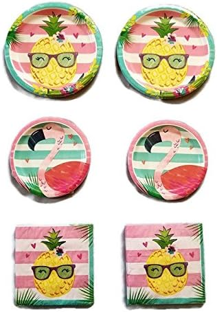 Aloha Pineapple N Friends Party Bundle 9" Plates (16) 7" Plates (16) Napkins (32)