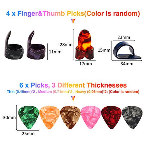 COCODE Silicone Guitar Finger Protectors, Guitar Picks, Thumb & Finger Picks, Pick Holder, Music Page Clip and Organizer Box Useful for Acoustic Guitar Starter and Strings Instrument, Totally 28 Packs - Thumbnail 2