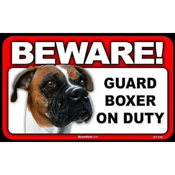 Amazon.com : BEWARE Guard Dog on Duty Sign - Boxer : Yard Signs ...