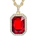 Cuccu 14K New Gold Plated Mens Iced Out Ruby Octagon Hip Hop Pendant with 3mm 24
