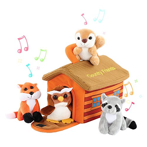 KLEEGER Cute Plush Woodland Animals Toy Set For Kids With Carrier
