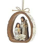 Burton & Burton 9728076 Birch Bark Ring Resin Holy Family Resin Ornament, each, Multicolor